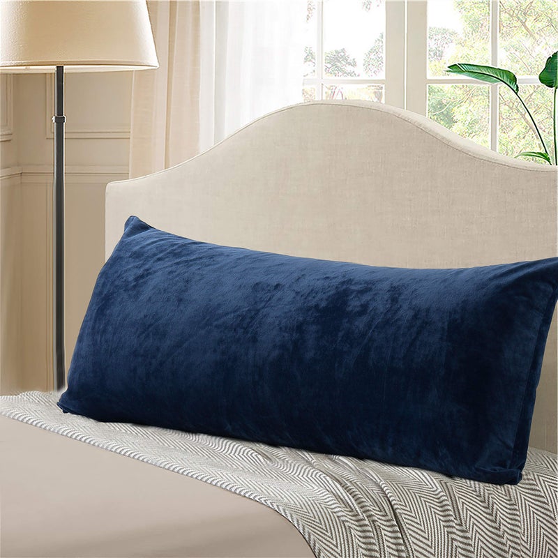 EVOLIVE Soft Micromink, Faux Fur, Faux Suede, Faux Velvet Body Pillow Cover 21"x54" Replacement with Zipper Closure (21"x54" Body Pillow Cover, Navy) - Image 2